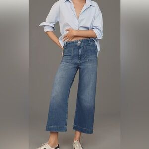 The Colette Crop High-Rise Wide-Leg Jeans by Maeve